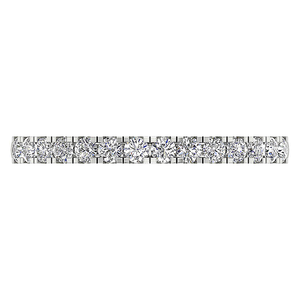 14k White Yellow Rose Gold Petite Wedding Ring SI1 G 0.45 Ct Natural Round Diamond Pave Set 2.20MM