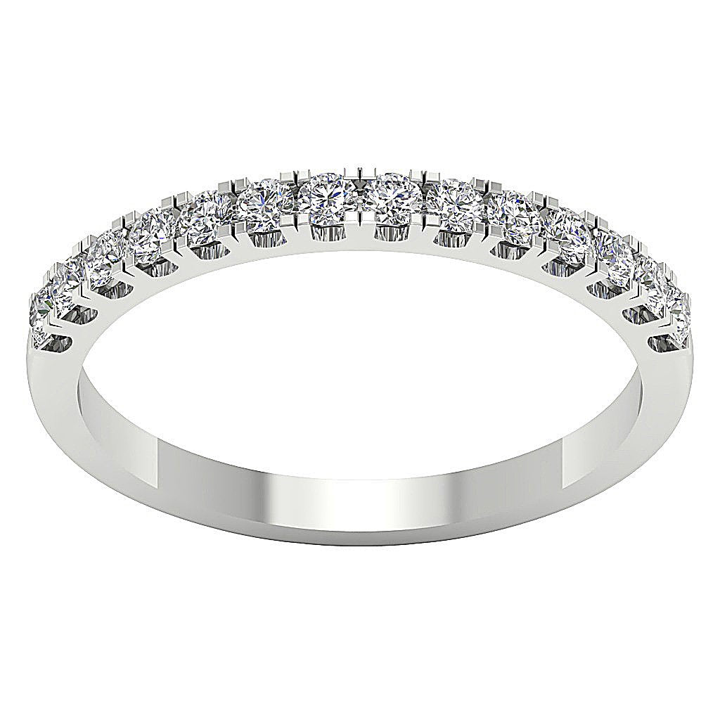 14k White Yellow Rose Gold Petite Wedding Ring SI1 G 0.45 Ct Natural Round Diamond Pave Set 2.20MM