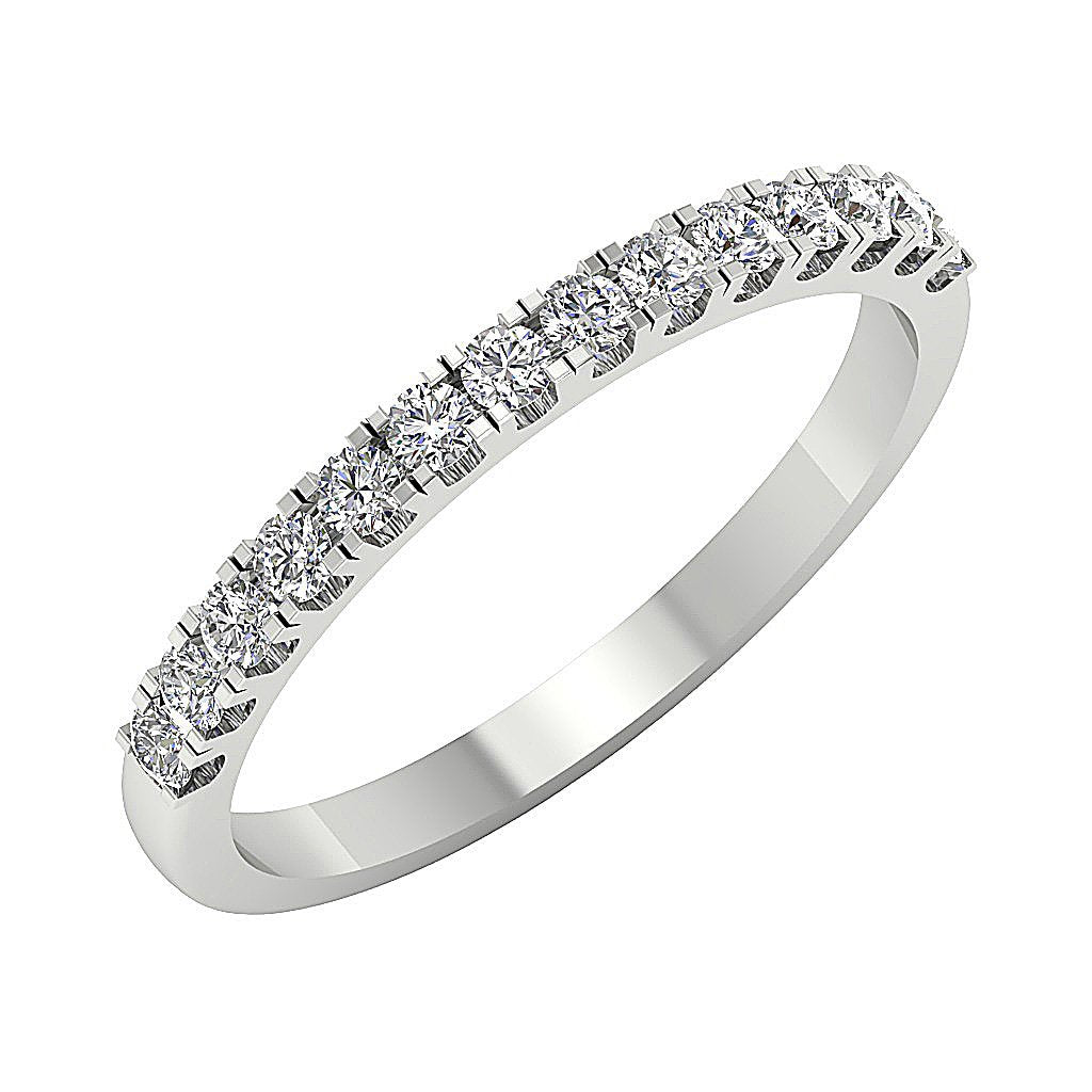 14k White Yellow Rose Gold Petite Wedding Ring SI1 G 0.45 Ct Natural Round Diamond Pave Set 2.20MM
