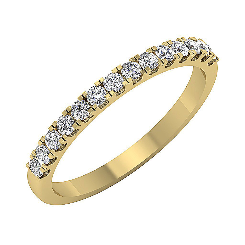 14k White Yellow Rose Gold Petite Wedding Ring SI1 G 0.45 Ct Natural Round Diamond Pave Set 2.20MM
