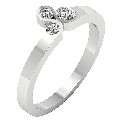 Designer Three Stone Wedding Ring Genuine Diamond I1 G 0.40 Carat 6.30 MM
