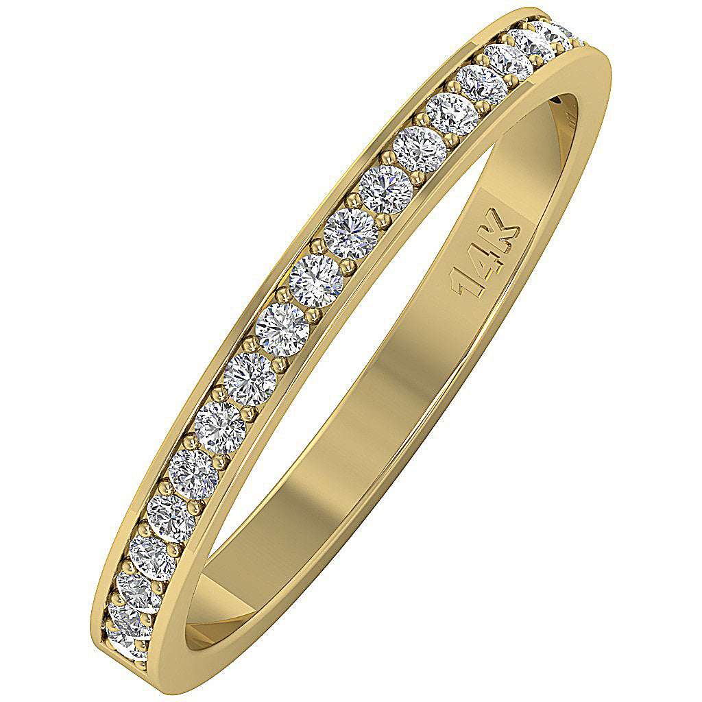 Anniversary Ring Round Diamond I1 G 0.35 Carat 14K Solid Gold Pave Set