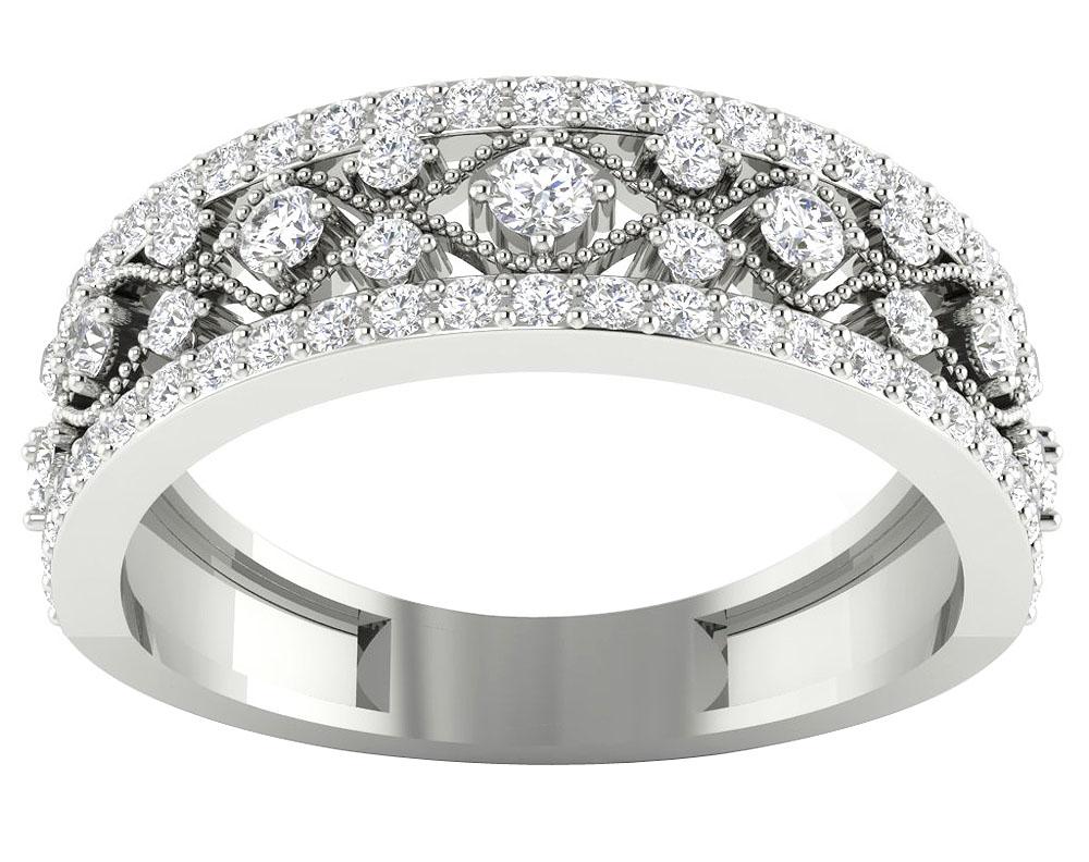 Natural Diamond Designer Engagement Ring SI1 G 0.75 Ct 14k Solid Gold Prong Set 6.35 MM