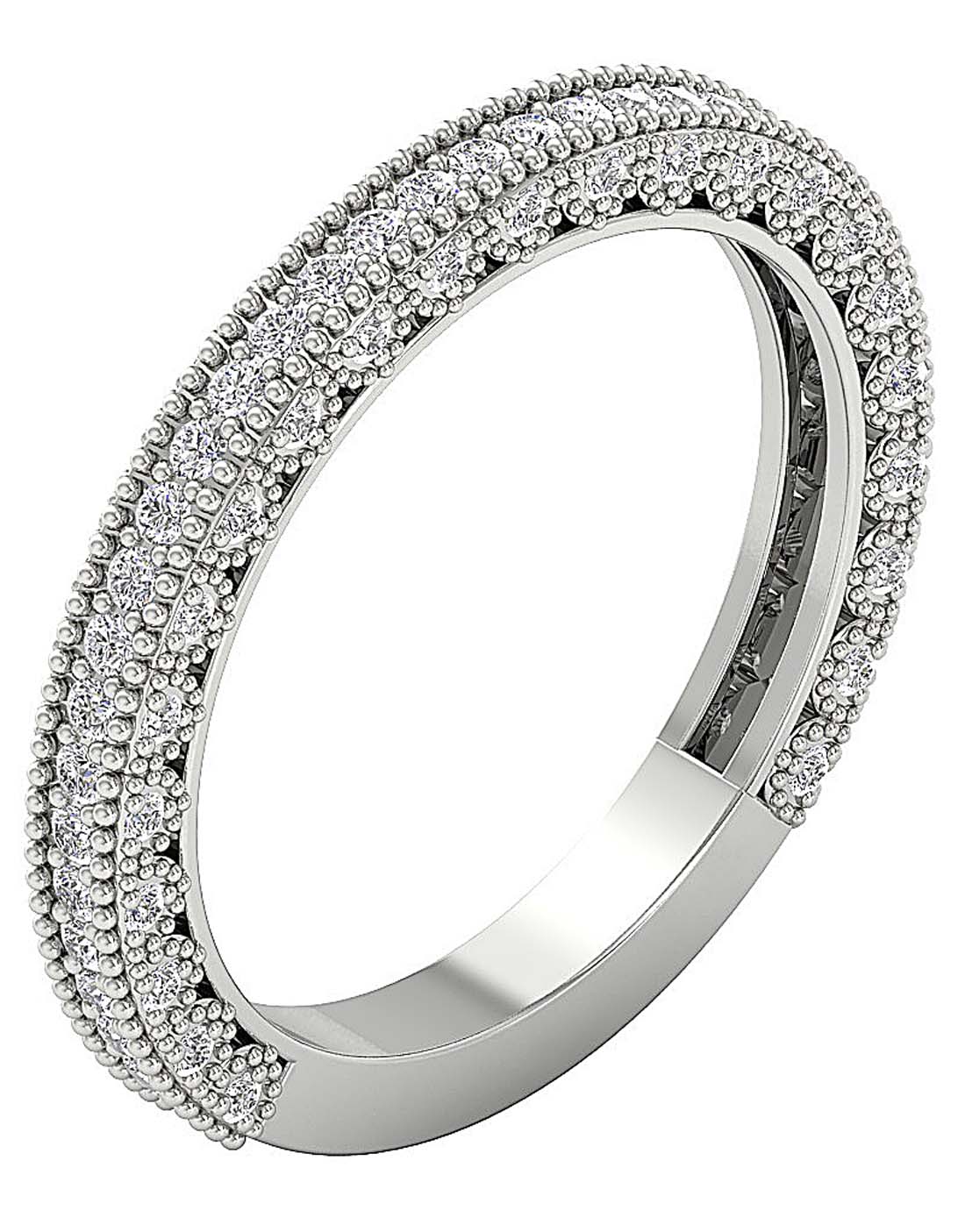 Anniversary Milgrain Round Cut Natural Diamond Ring SI1 G 0.70 Ct 2.70MM