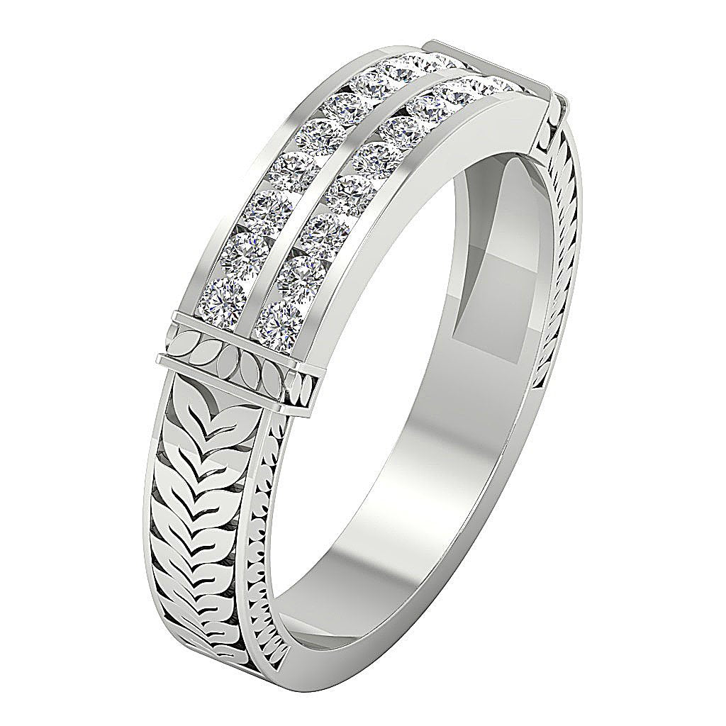 Round Diamond I1 G 0.50 Ct Anniversary Ring Prong Channel Set 14k Yellow Gold 5.20 MM