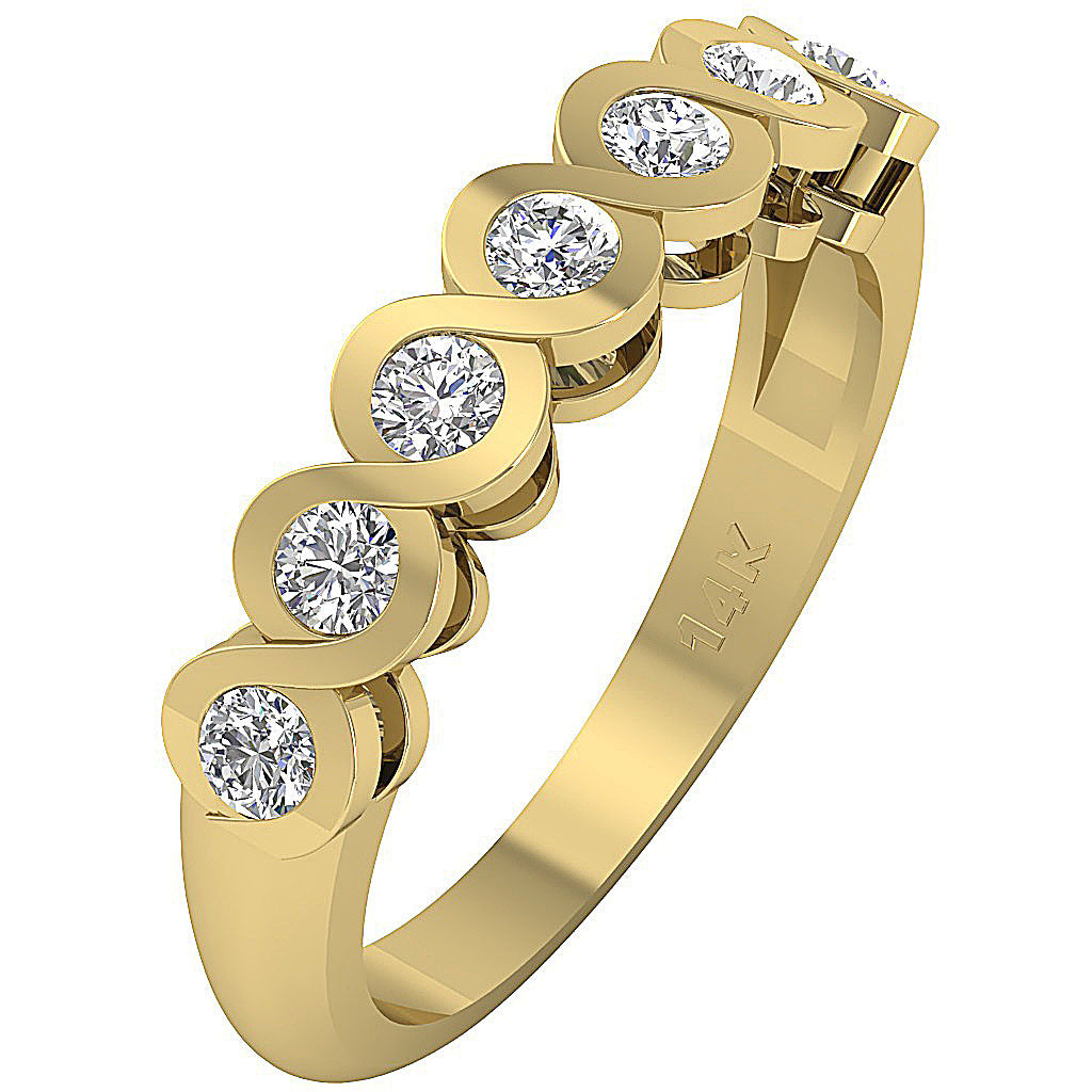 Anniversary Ring I1 G 0.60 Ct Bezel Set 14K White Yellow Rose Gold