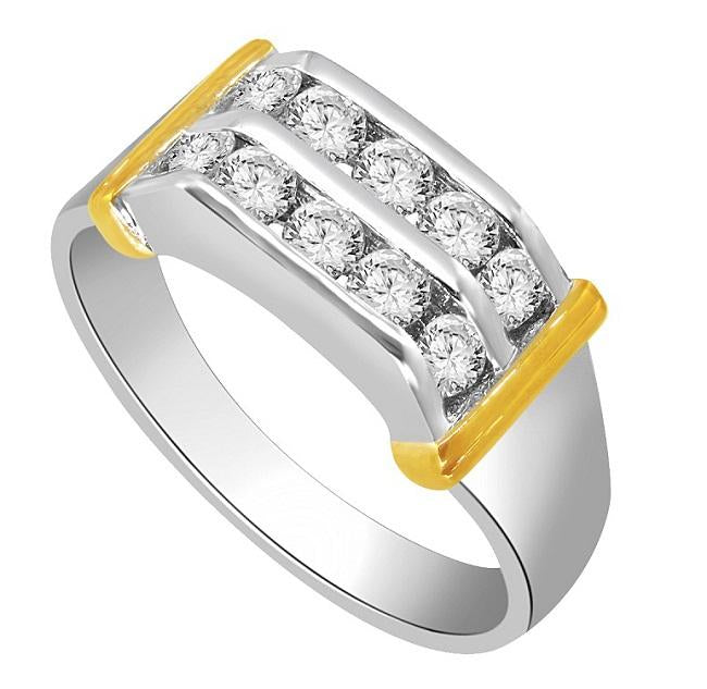 14k Two Tone Gold SI1/I1 G 0.80Ct Mens Wedding Ring Round Diamond Channel Set Width 8.00MM