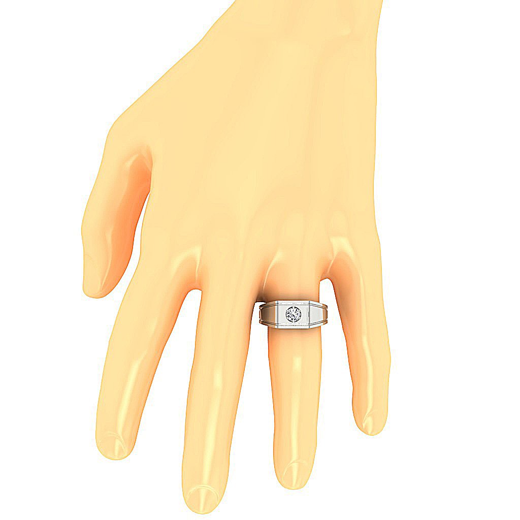 Genuine Diamond 14k Solid Gold SI1/I1 G 0.30 Ct Men Solitaire Wedding Ring Prong Set 8.95 MM
