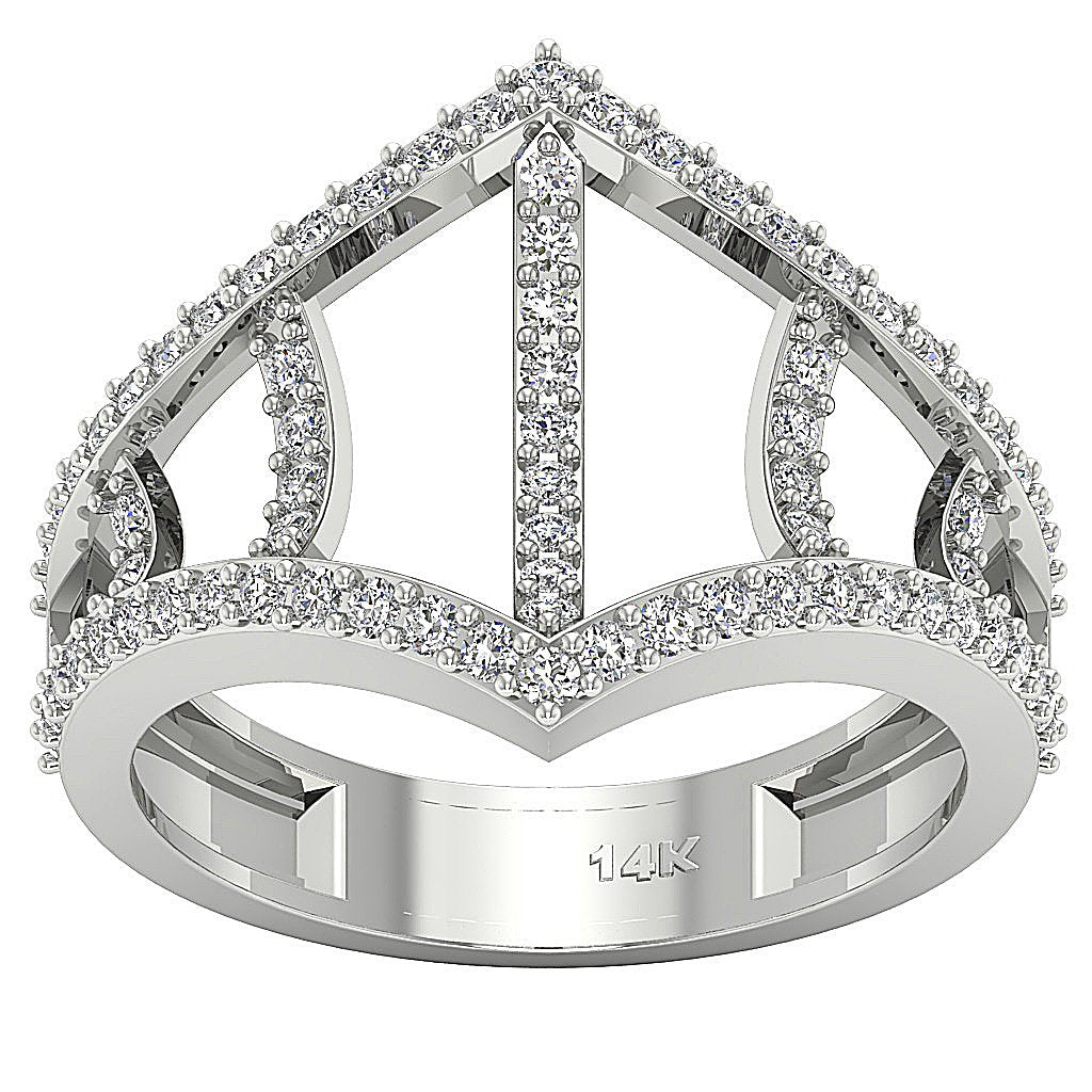 Prong Set 14K White Gold Designer Fashion Engagement Ring Natural Diamond I1 G 0.70 Ct