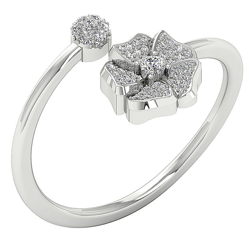 Open Flower Design Prong Set Wedding Ring I1 G 0.30 Ct 14k White Yellow Rose Gold