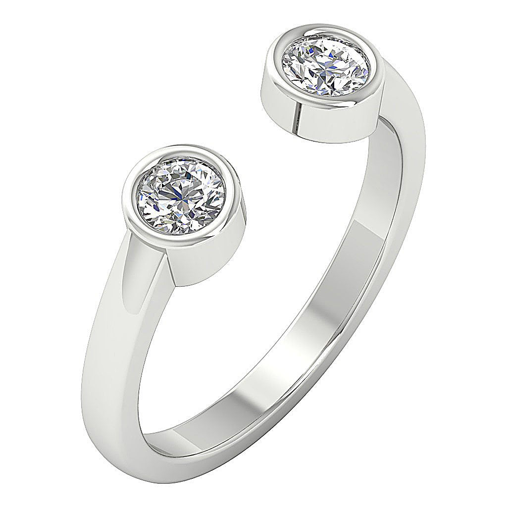 Open Bezel Set Engagement Ring I1 G 0.55 Ct Round Diamond 14k White Yellow Rose Gold