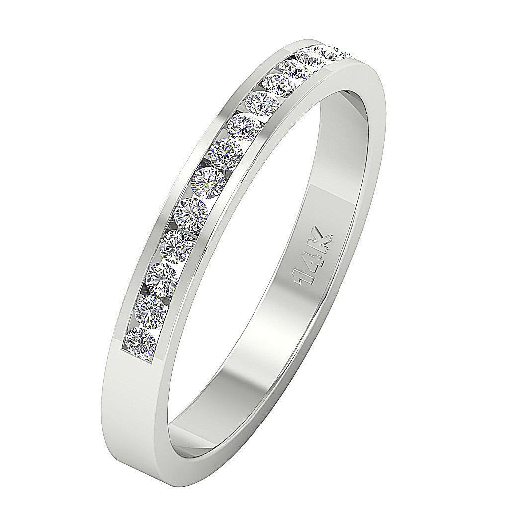 Engagement Ring Natural Diamond I1 G 0.30 Ct 14K Solid Gold Channel Set