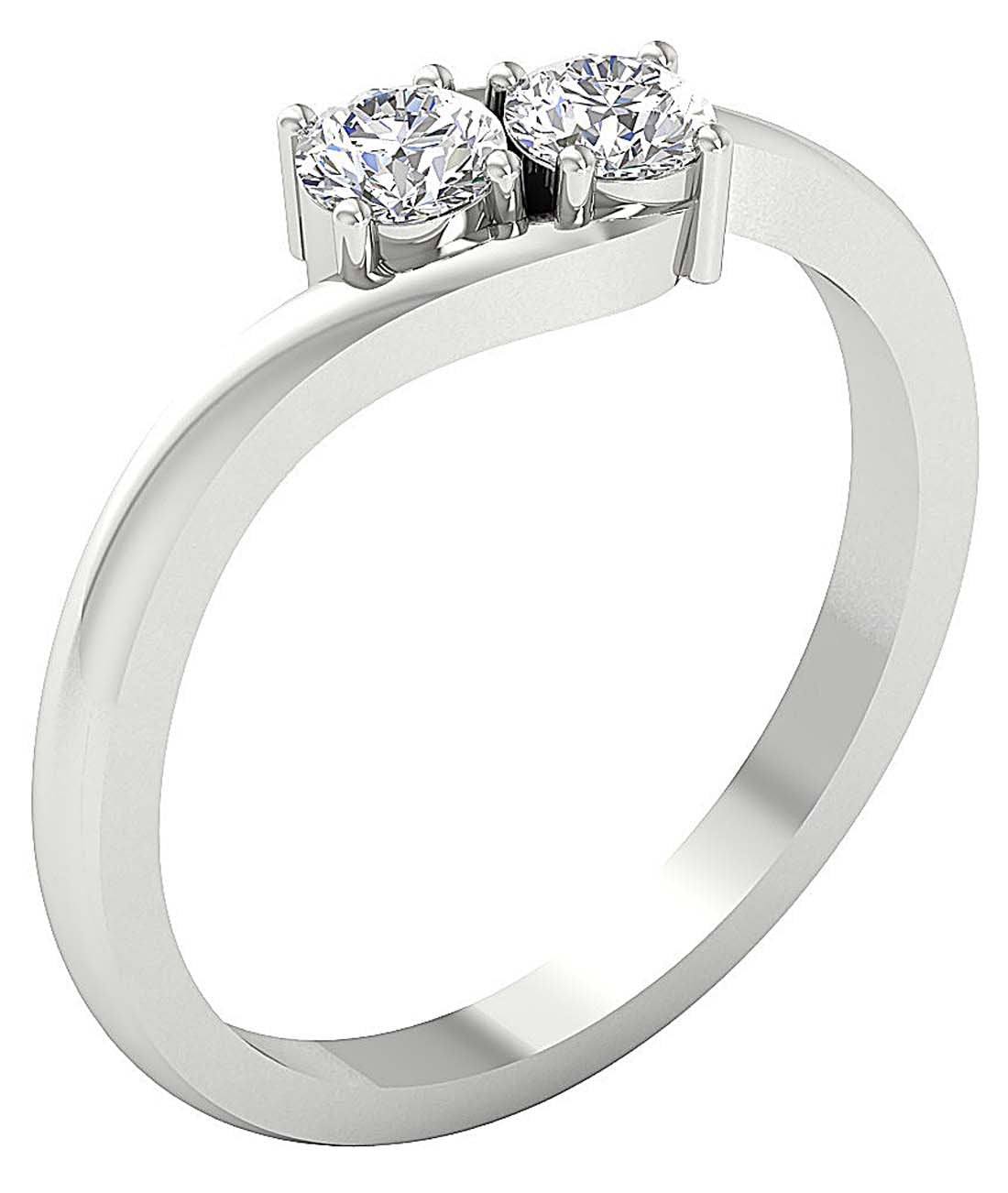 Natural Diamond Forever Us Two Stone Solitaire Engagement Ring I1 G 0.55 Ct Prong Set 14k White Gold