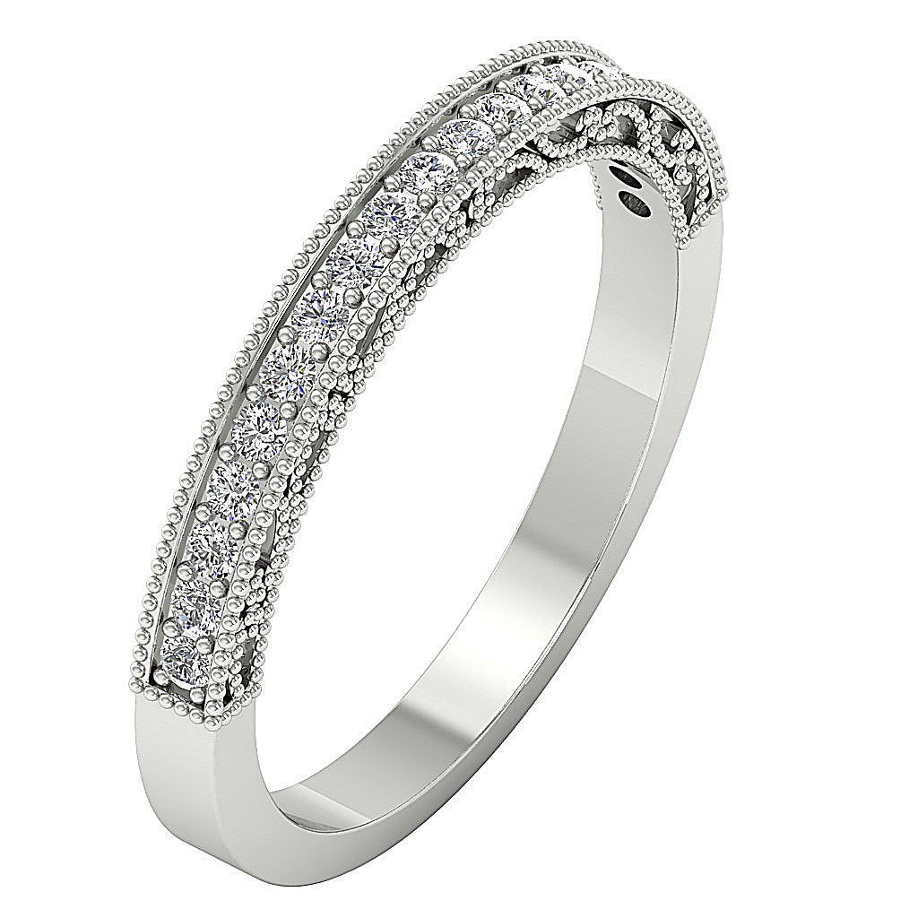 Engagement Natural Diamond Milgrain Prong Set Ring SI1 G 0.35 Ct 3.40 MM