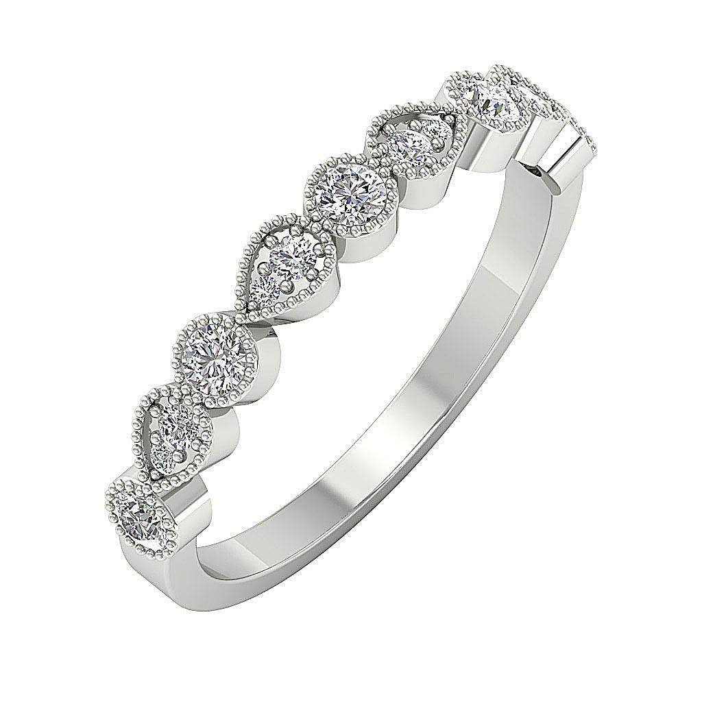 Wedding 14K Solid Gold Milgrain Prong Set Ring SI1 G 0.50 Ct Genuine Diamond 3.45MM