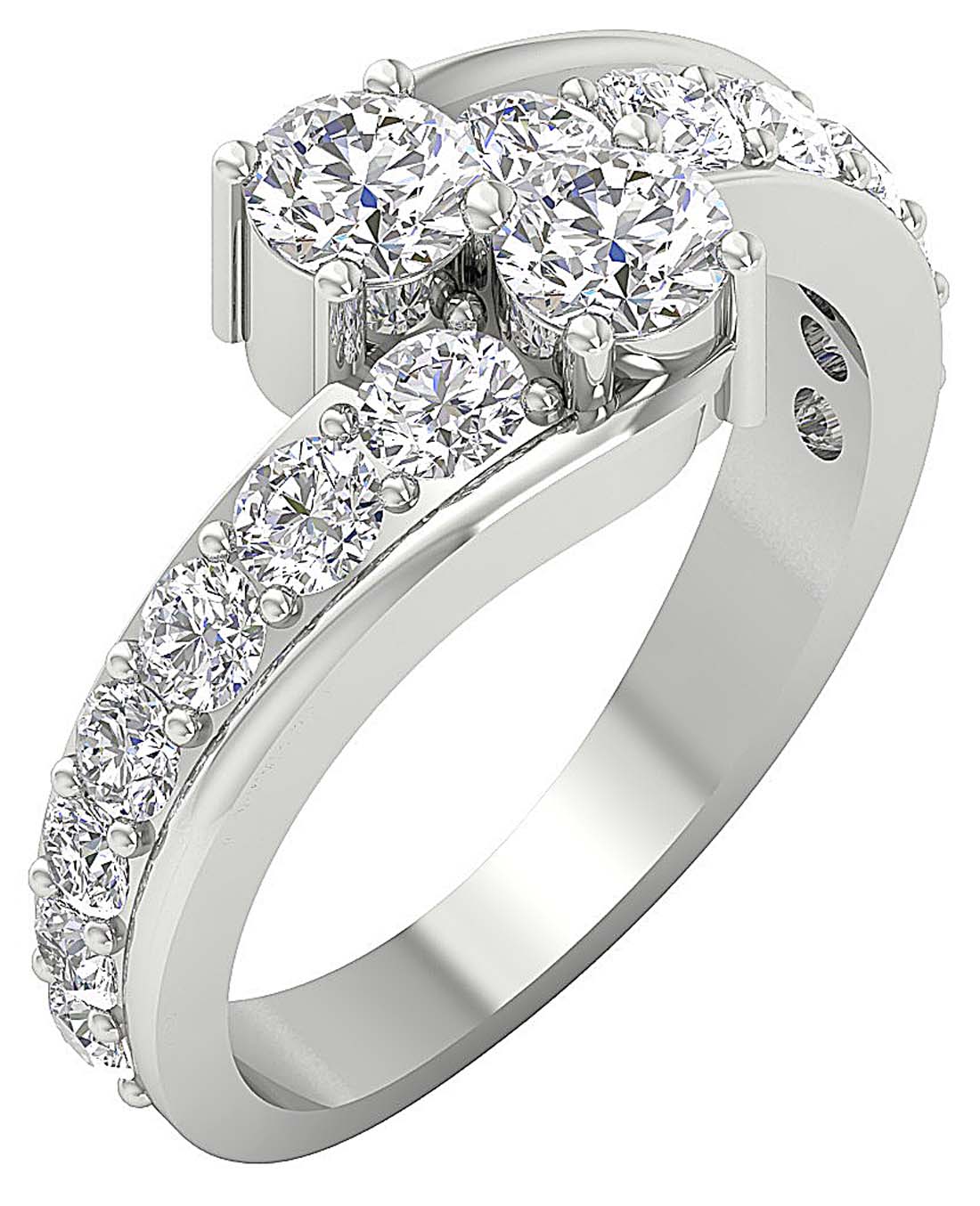 Prong Set Forever Us Two Stone Solitaire Anniversary Ring I1 G 2.10 Ct Round Diamond 14k Rose Gold