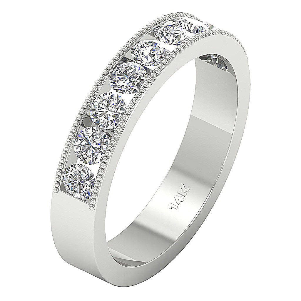 Engagement Ring Natural Diamond I1 G 1.20 Ct 14K Solid Gold Channel Set