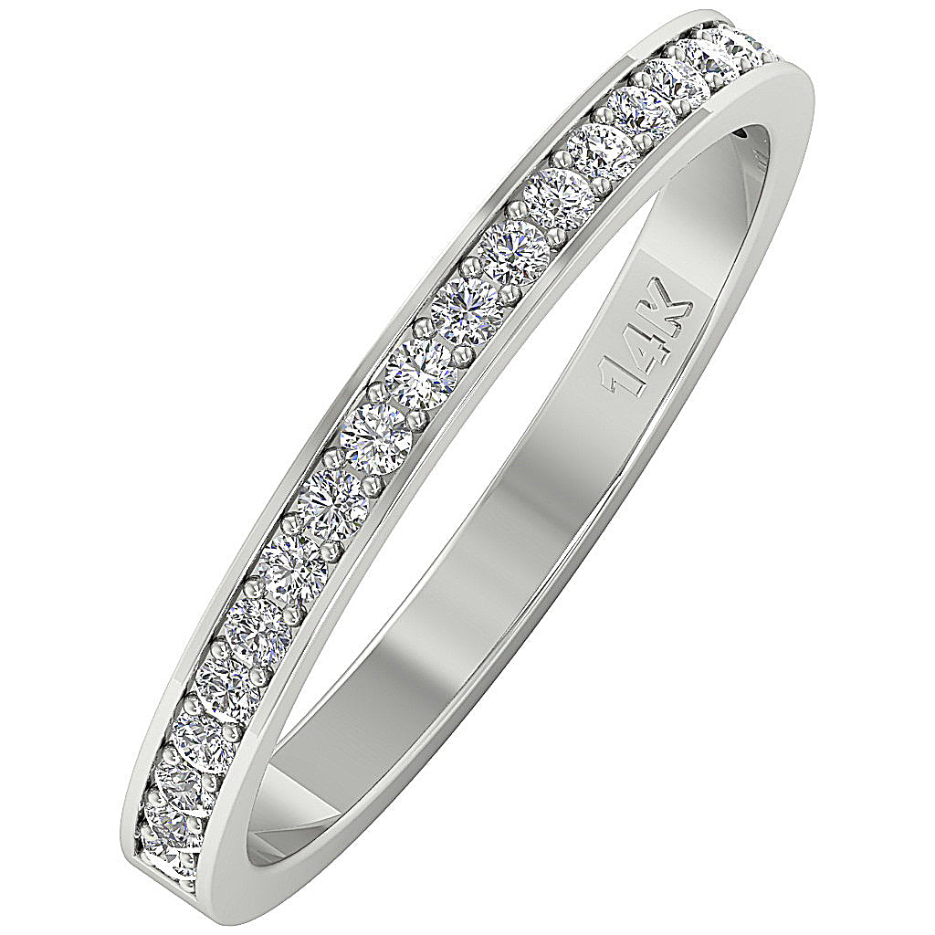 Anniversary Ring Round Diamond I1 G 0.35 Carat 14K Solid Gold Pave Set