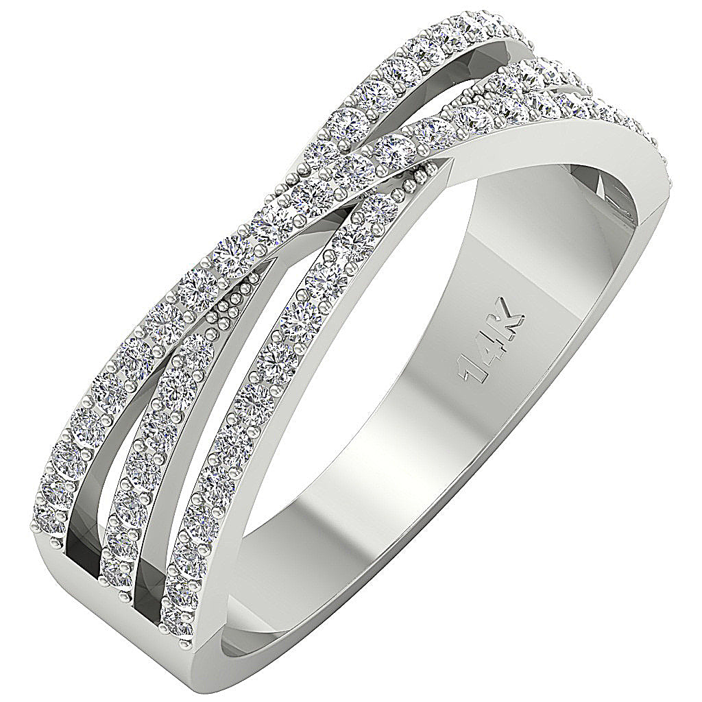Anniversary Ring Natural Diamond SI1 G 0.55 Ct 14K Solid Gold Pave Set