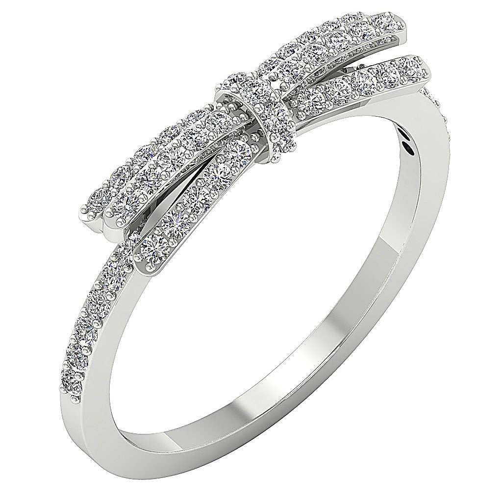 Bow Style 14K Solid Gold Wedding Diamond Ring I1 G 0.60Ct 5.45 MM