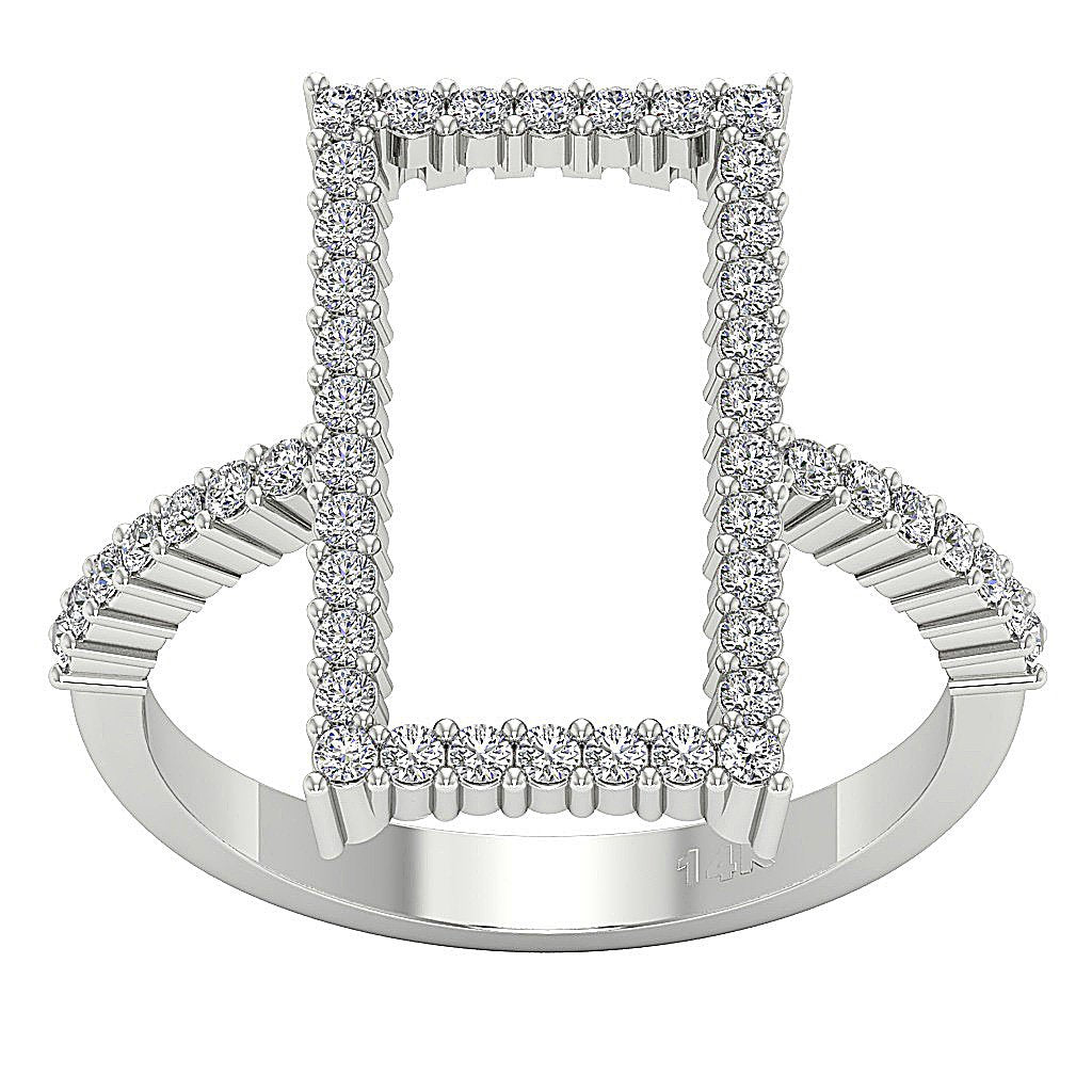 Natural Diamond Designer Fashion Engagement Ring I1 G 0.55 Ct 14k White Gold Prong Set