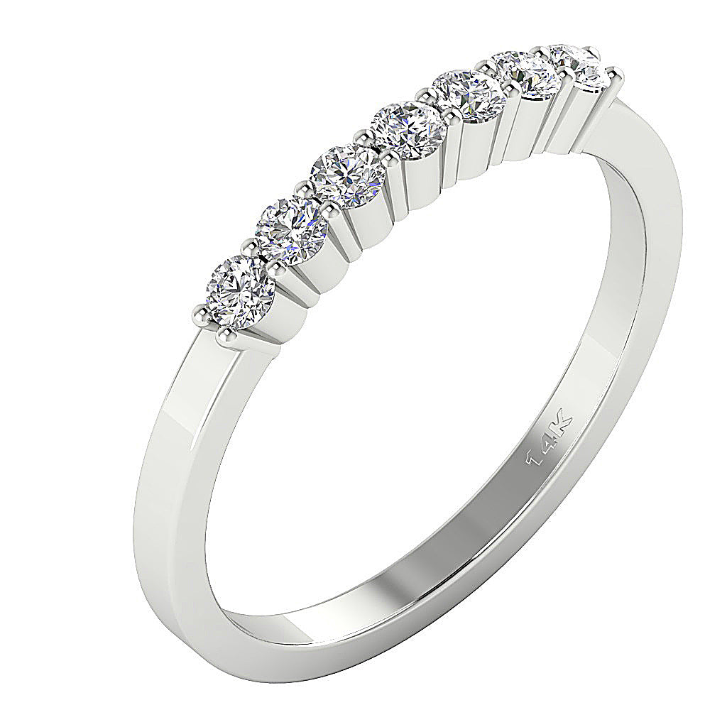 Anniversary Ring Round Diamond I1 G 0.45 Ct 14K White Gold Prong Set