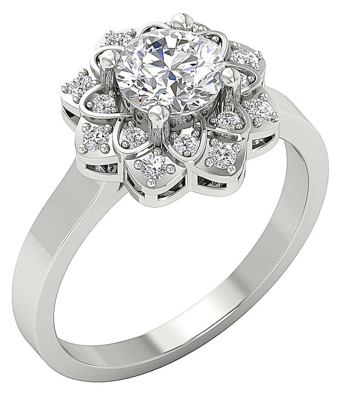 14k Rose Gold Double Halo Solitaire Anniversary Ring Round Diamond I1 G 1.30 Ct Prong Set
