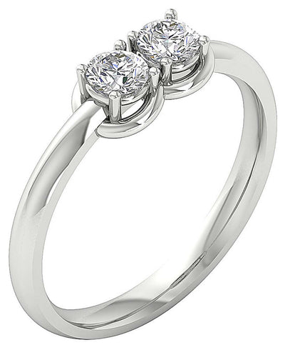 Forever Us Two Stone Solitaire Anniversary Ring Round Diamond I1 G 0.55 Ct Prong Set 6.00 MM