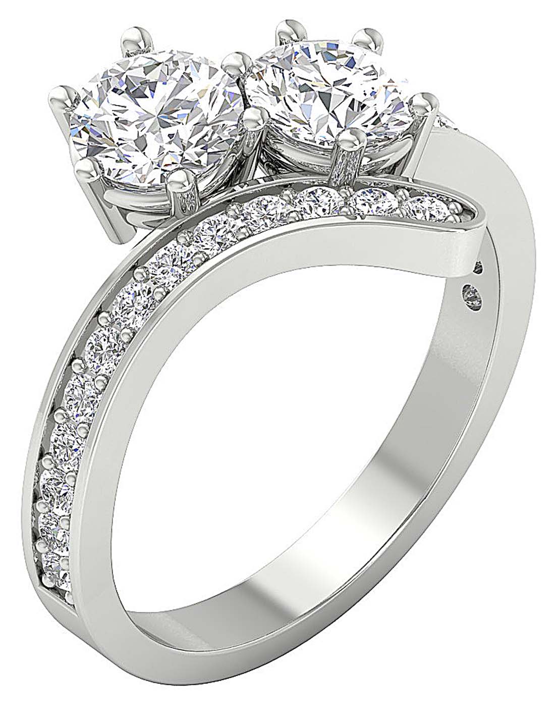 I1 G 2.10 Ct Forever Us Two Stone Solitaire Wedding Ring Genuine Diamond 14k Yellow Gold