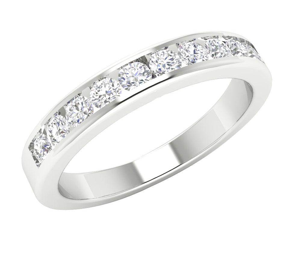 Engagement Fashion Genuine Diamond Ring Channel Set I1 G 0.60 Ct 3.30 MM