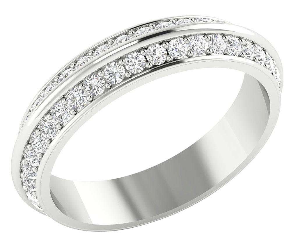 14K Rose Gold Prong Set Genuine Diamond VS1 E 1.50 Ct Two Tone Eternity Wedding Ring