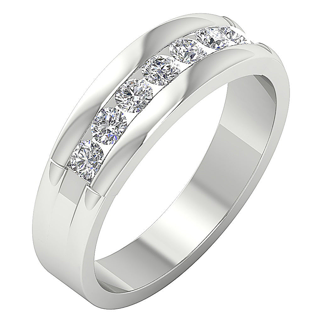 14K Yellow Gold Wedding Ring Genuine Diamond I1 G 0.65 Ct Channel Set