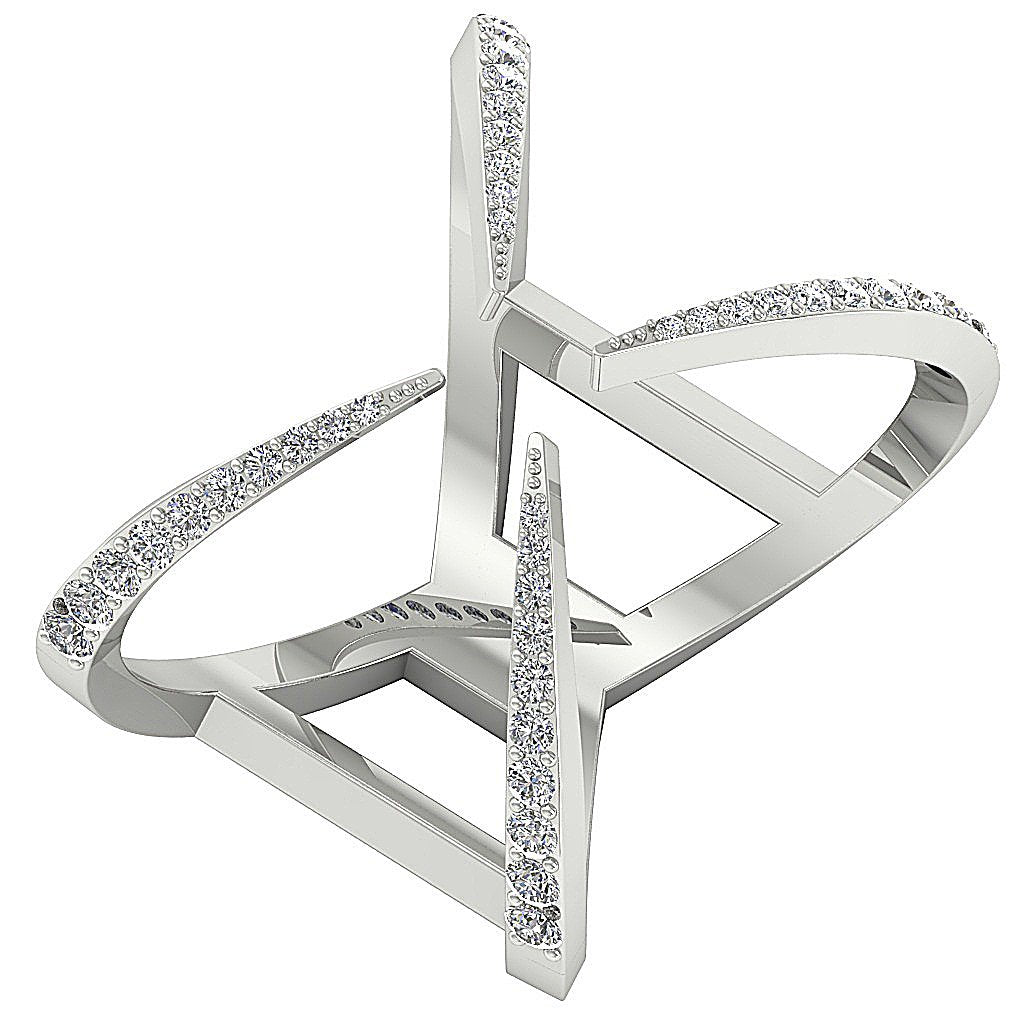 16.90 MM Designer Engagement Ring Natural Diamond I1 G 0.50 Ct 14K White Gold Prong Set