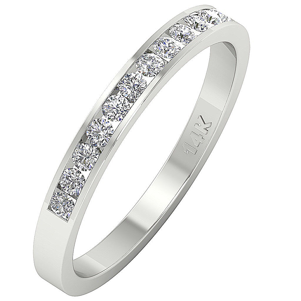 14K Yellow Gold Anniversary Ring Natural Diamond I1 G 0.40 Ct Channel Set