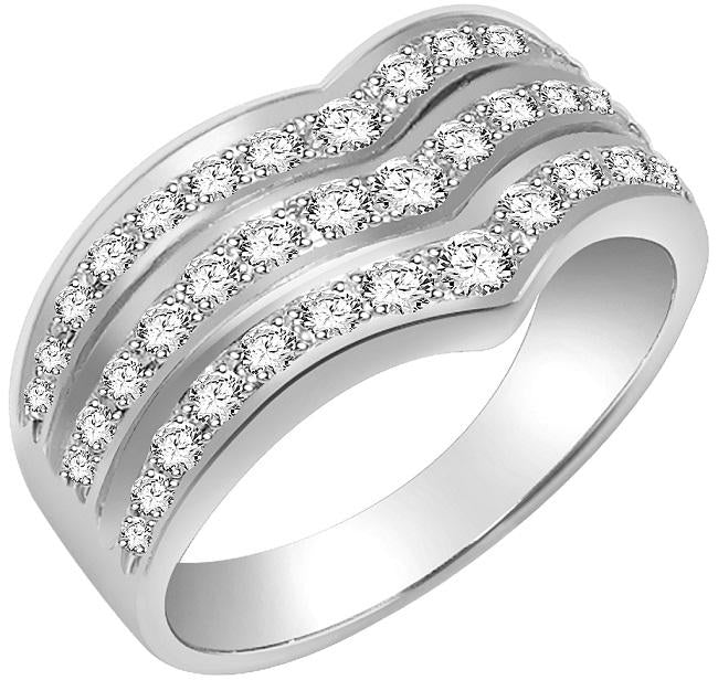 14k Rose Gold Designer Right Hand Anniversary Ring VS1 E 1.01 Ct Round Diamond Prong Set