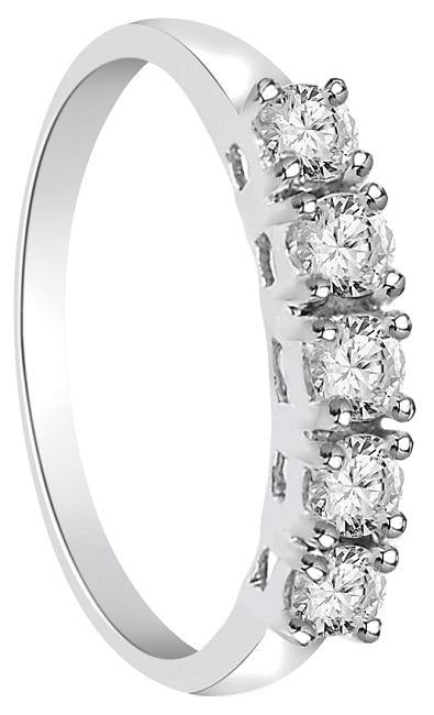 Prong Set Designer Five Stone Anniversary Ring SI1 G 0.50 Ct Round Diamond 14k White Gold