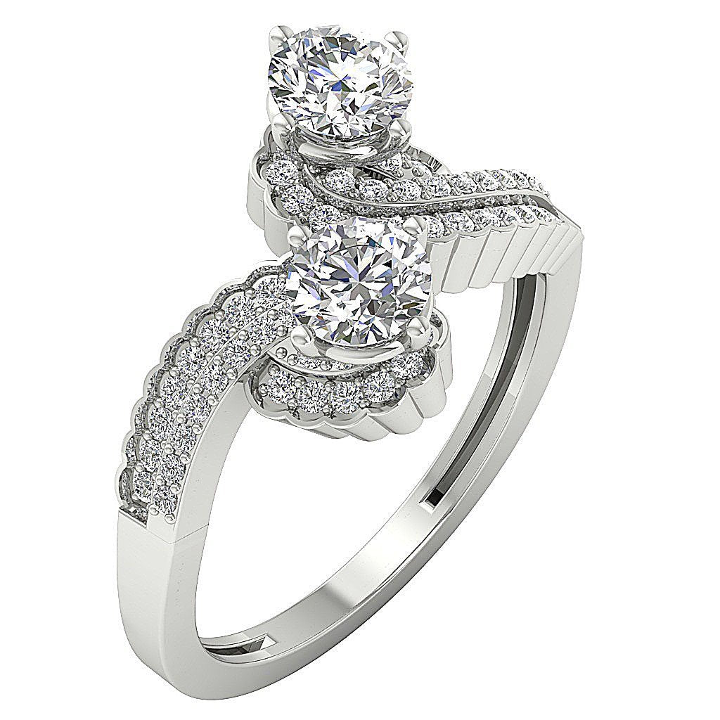 14k Yellow Gold Forever Us Two Stone Engagement Ring Natural Diamond SI1 G 1.50 Ct Prong Set