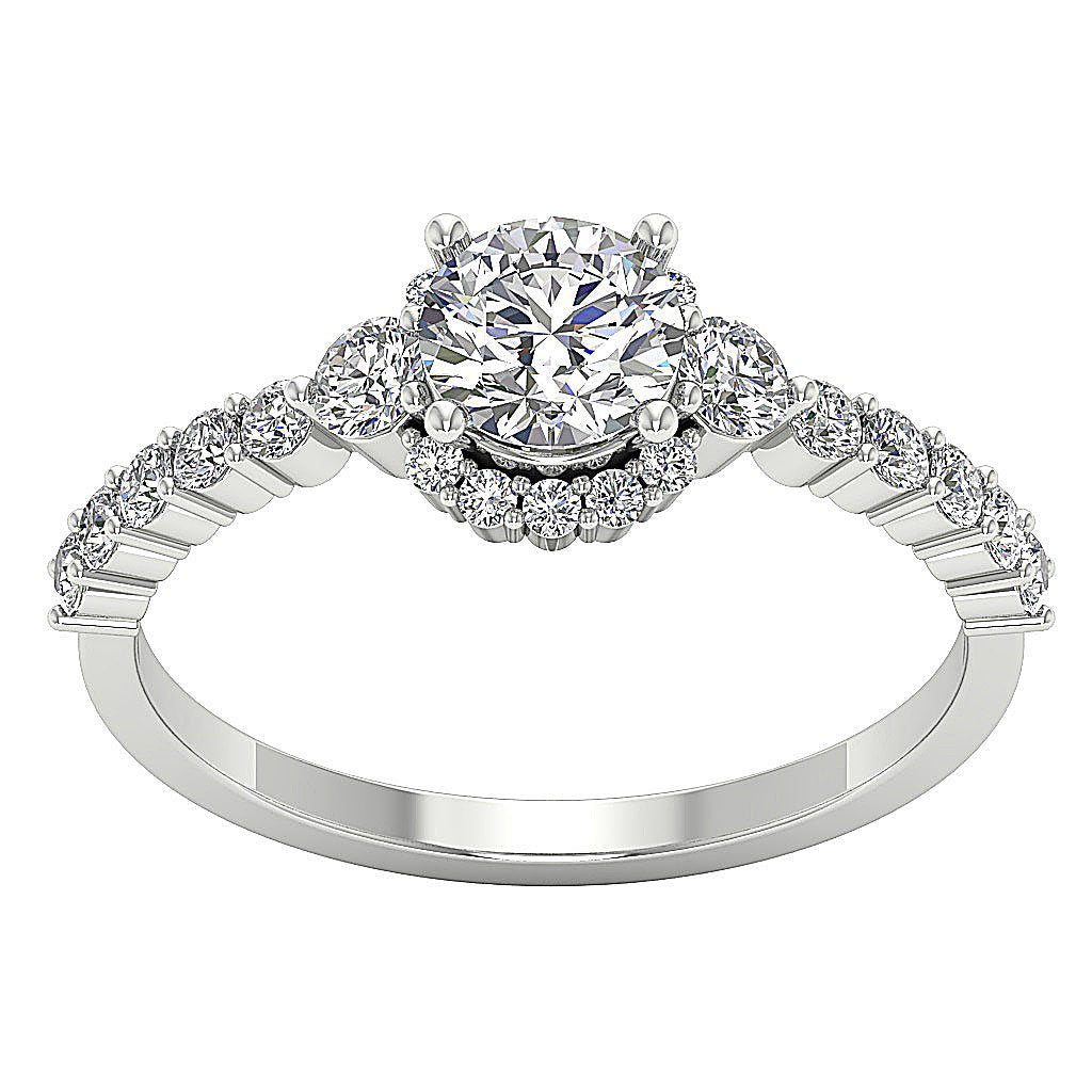 Accent Halo Solitaire Engagement Ring Natural Diamond I1 G 1.50 Ct 14k Yellow Gold Prong Set