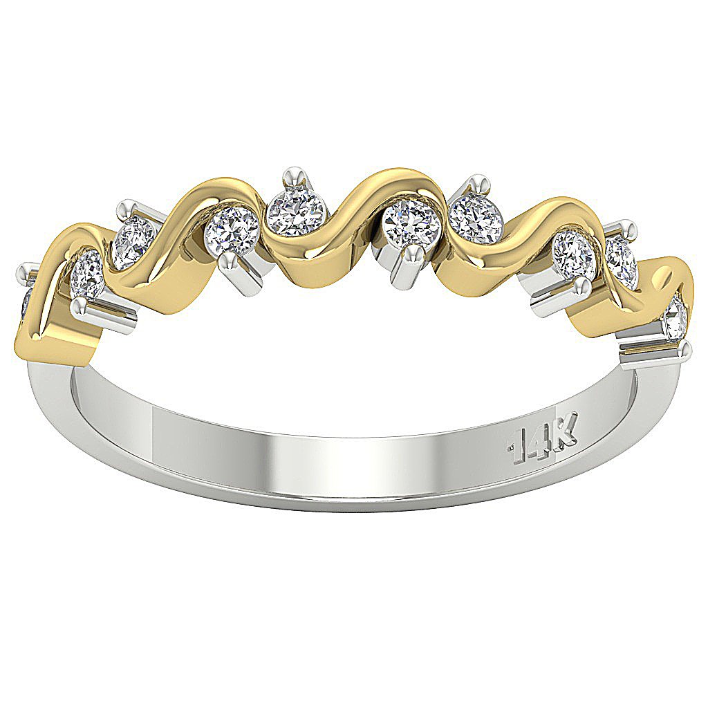 Natural Diamond 14k Two tone Gold Designer Engagement Ring SI1 G 0.30 Ct 3.40 MM