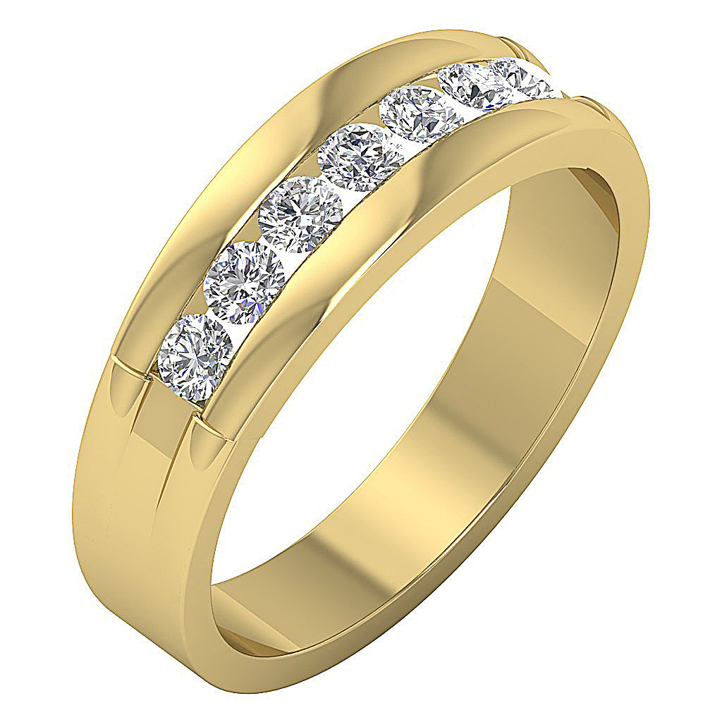 14K Yellow Gold Wedding Ring Genuine Diamond I1 G 0.65 Ct Channel Set