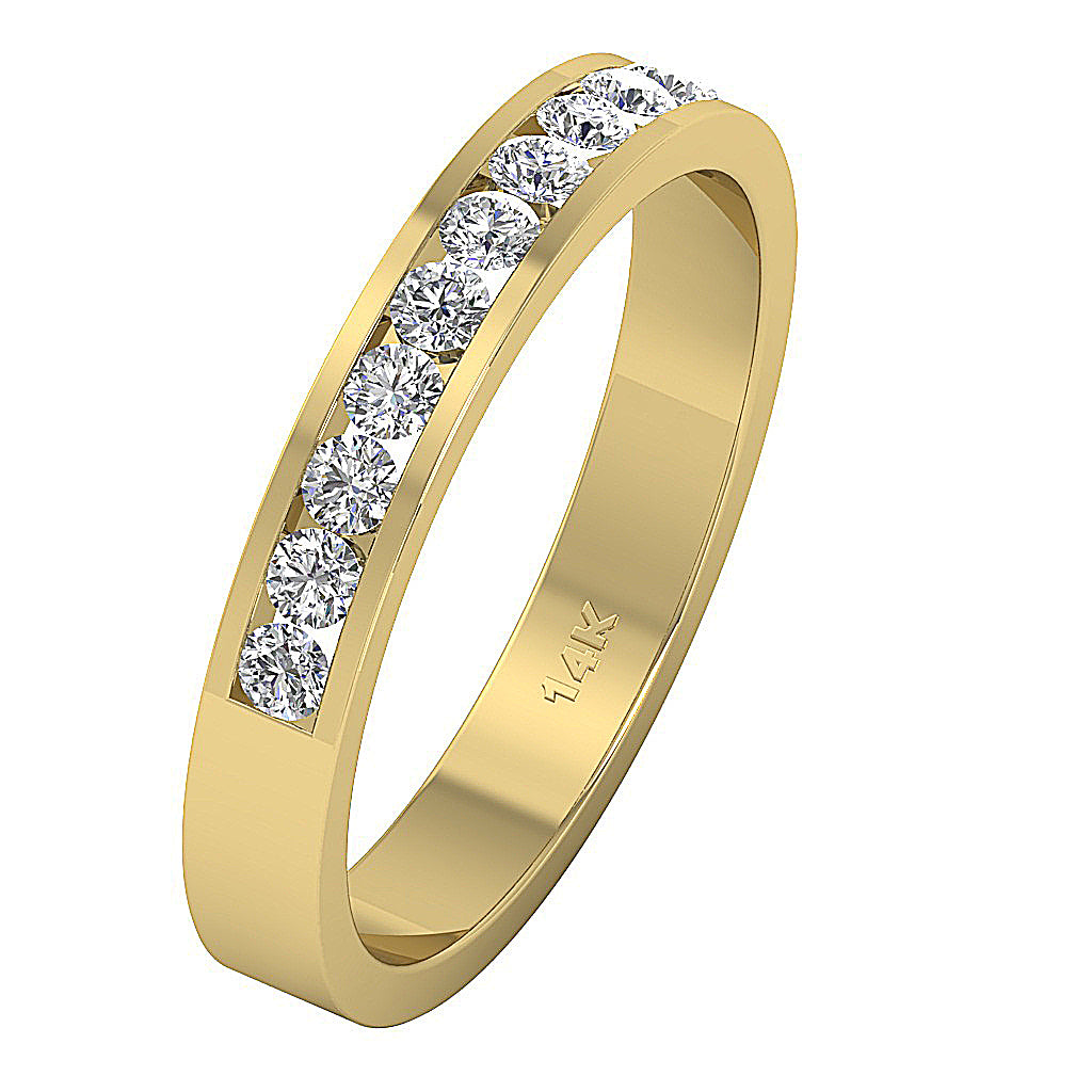 14K White Gold Wedding Ring Round Diamond I1 G 0.50 Ct Channel Set