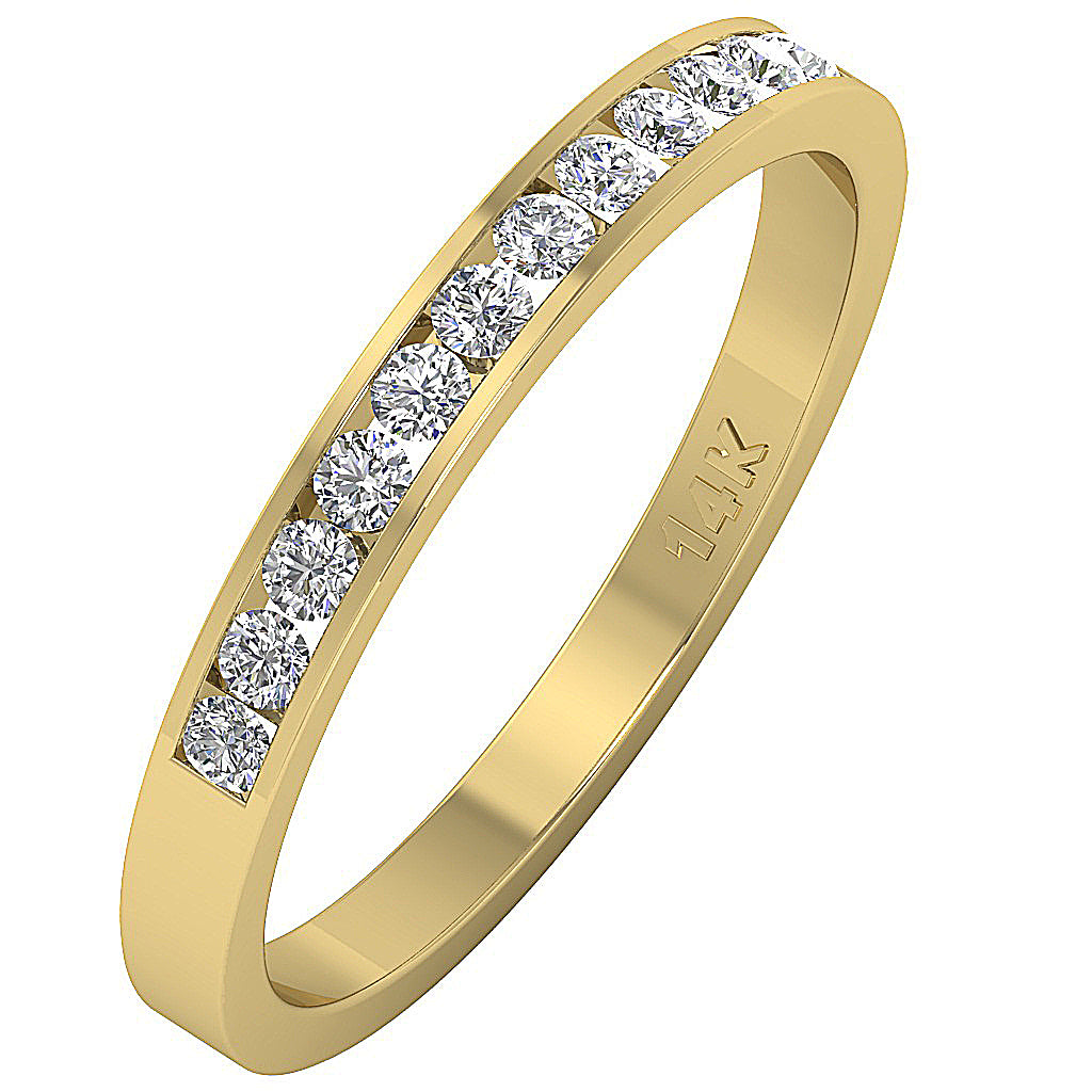 14K Yellow Gold Anniversary Ring Natural Diamond I1 G 0.40 Ct Channel Set
