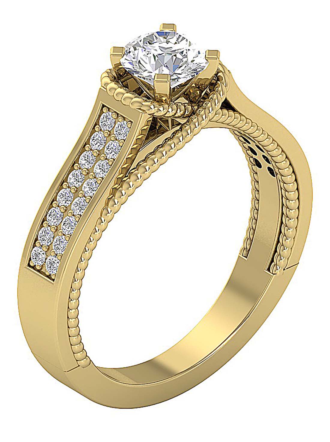 Accent Solitaire Anniversary Ring Round Diamond 14k White Gold I1 G 1.10 Ct Prong Set
