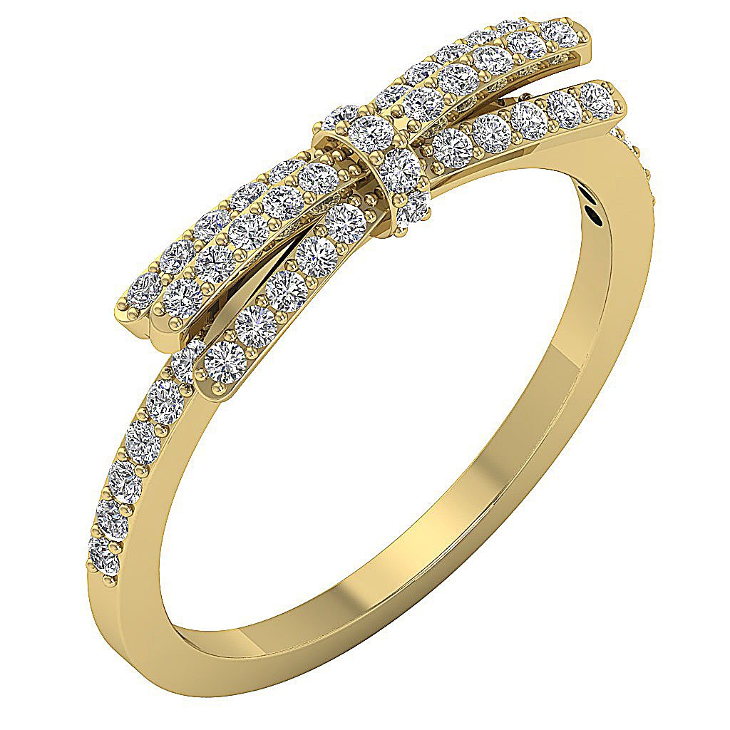 Bow Style 14K Solid Gold Wedding Diamond Ring I1 G 0.60Ct 5.45 MM