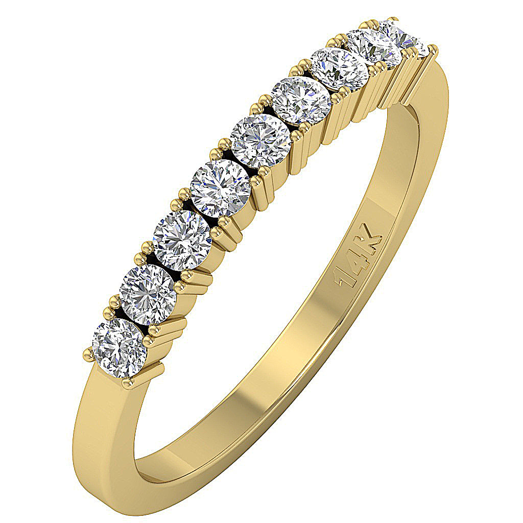14K Yellow Gold Round Diamond Anniversary Ring I1 G 0.65 Ct Prong Set