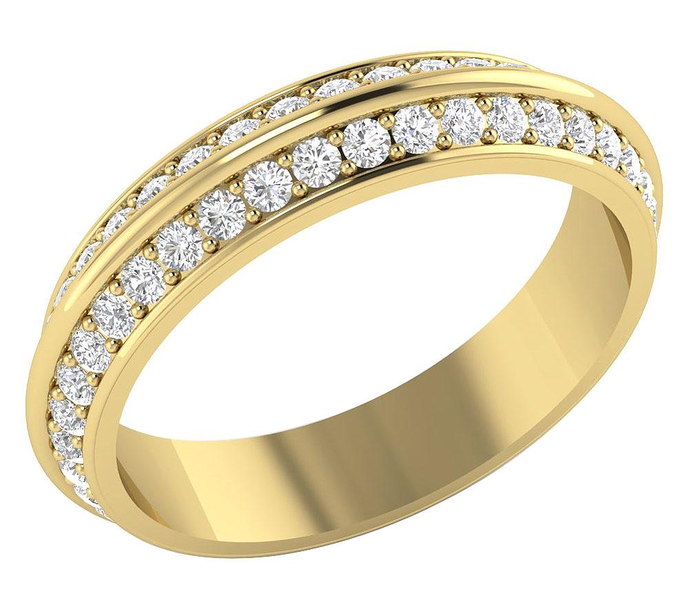 14K Rose Gold Prong Set Genuine Diamond VS1 E 1.50 Ct Two Tone Eternity Wedding Ring