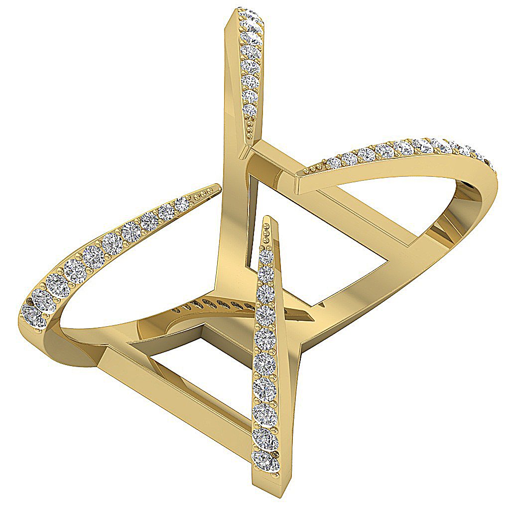 16.90 MM Designer Engagement Ring Natural Diamond I1 G 0.50 Ct 14K White Gold Prong Set