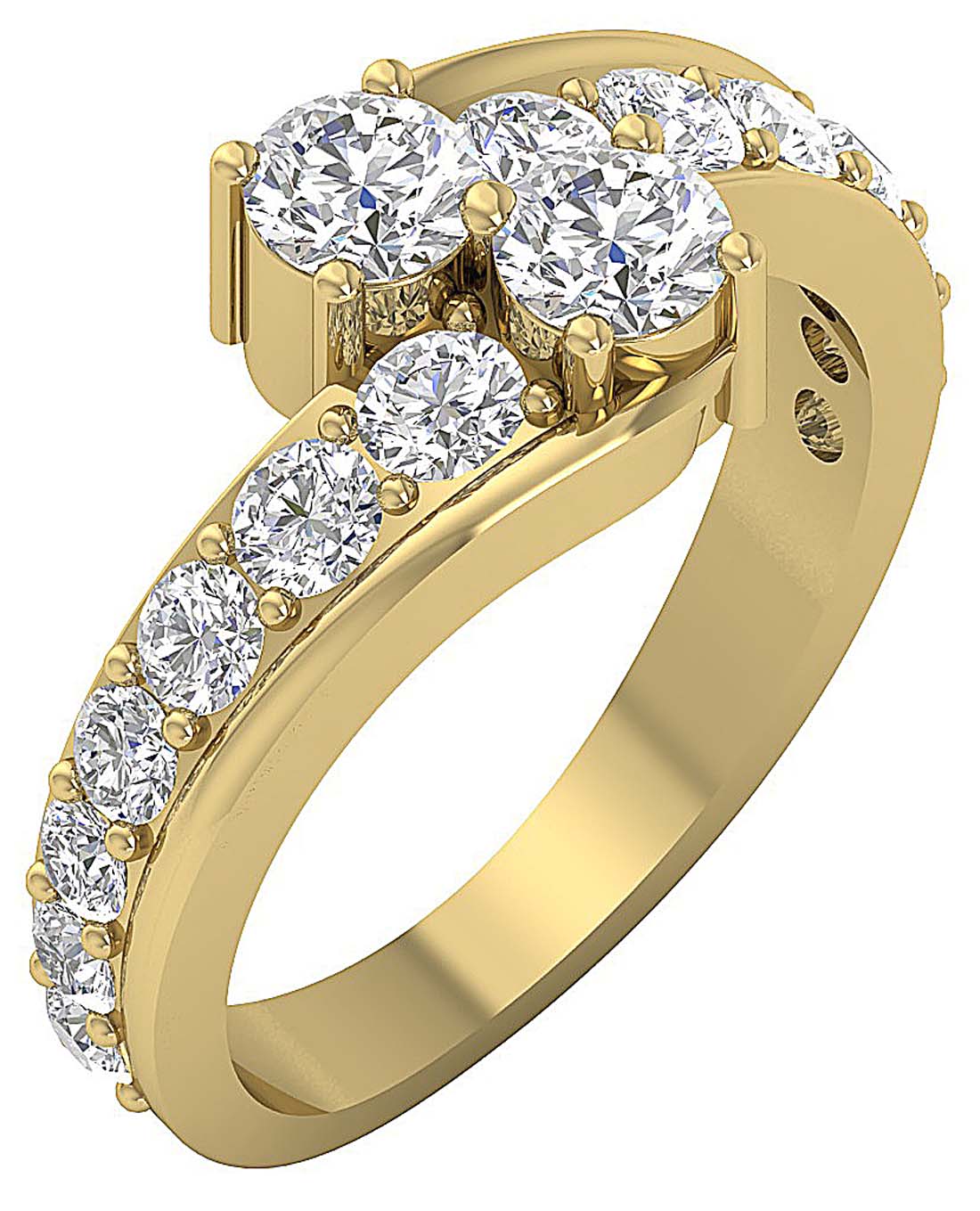 Prong Set Forever Us Two Stone Solitaire Anniversary Ring I1 G 2.10 Ct Round Diamond 14k Rose Gold
