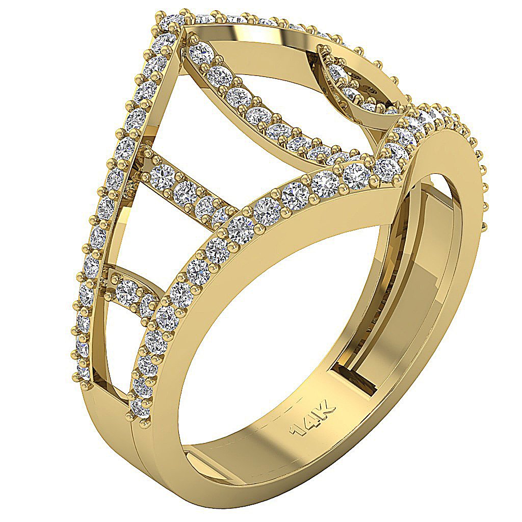 Prong Set 14K White Gold Designer Fashion Engagement Ring Natural Diamond I1 G 0.70 Ct