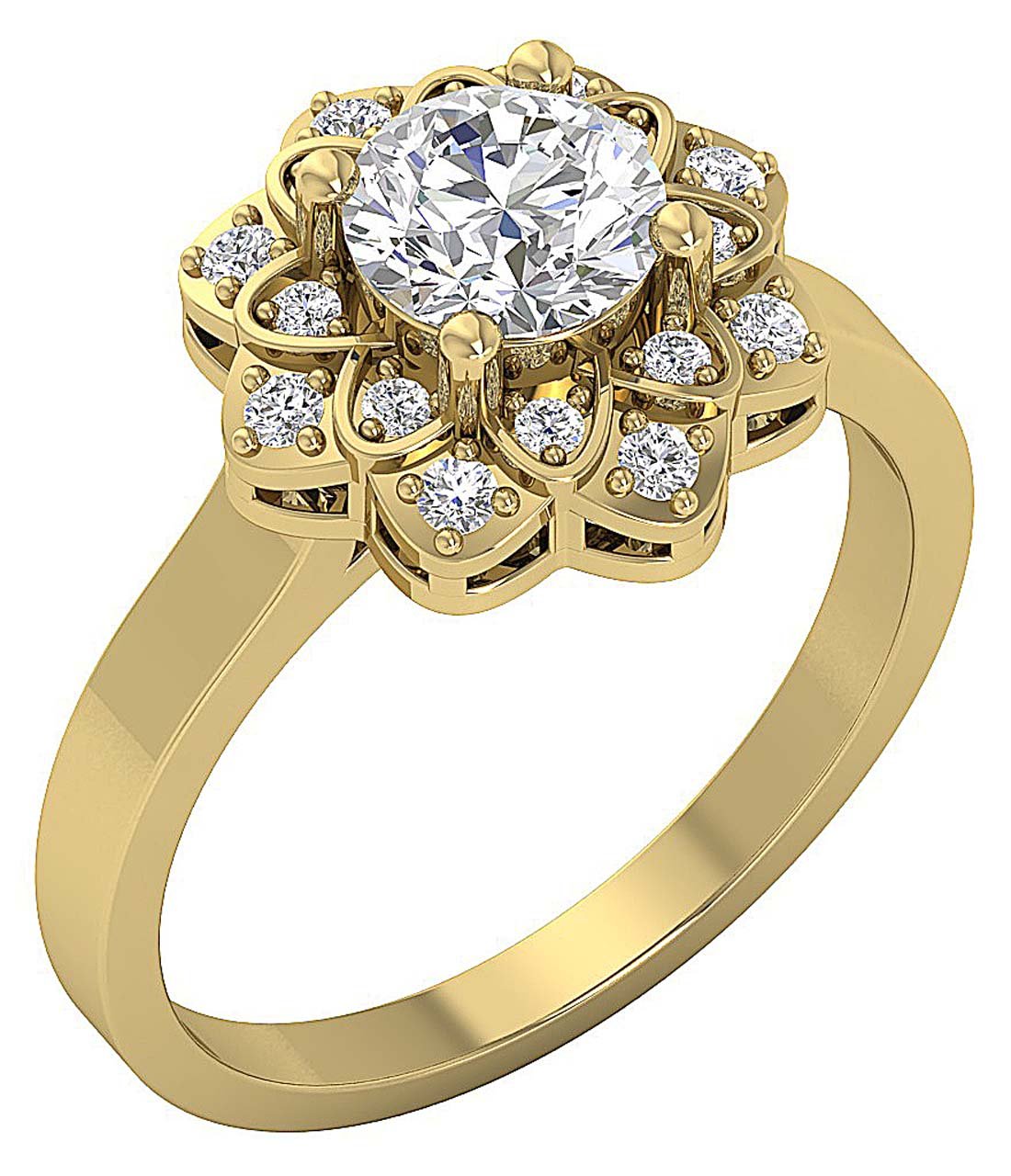 14k Rose Gold Double Halo Solitaire Anniversary Ring Round Diamond I1 G 1.30 Ct Prong Set